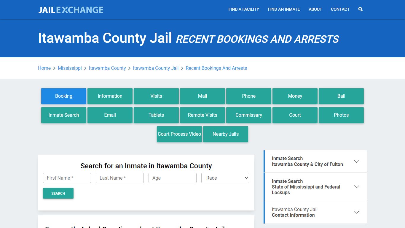 Itawamba County Jail Recent Bookings And Arrests - Jail Exchange