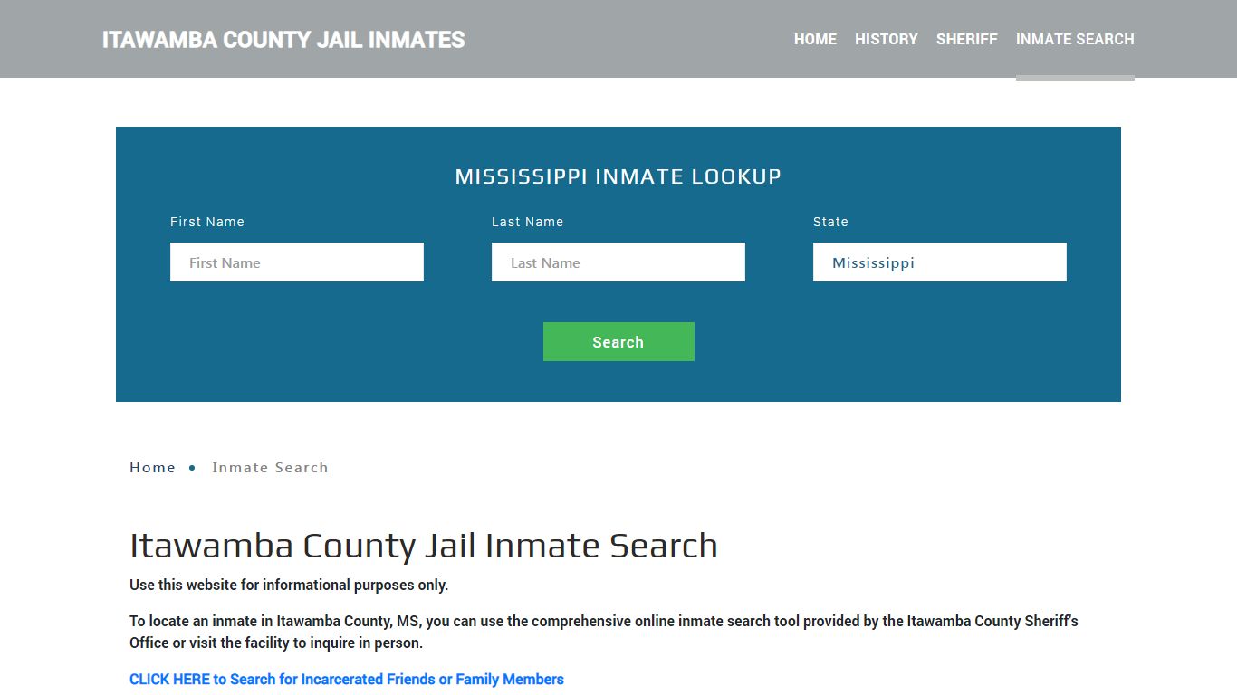 Itawamba County, MS Detainee Lookup